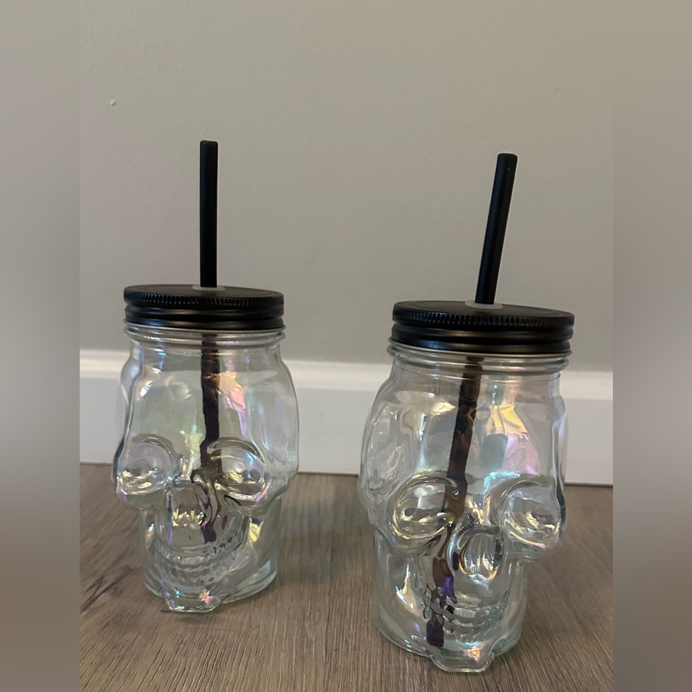 Iridescent Skull Mason Jar Tumblers